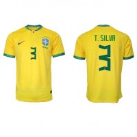 Camisa de time de futebol Brasil Thiago Silva #3 Replicas 1º Equipamento Mundo 2022 Manga Curta
